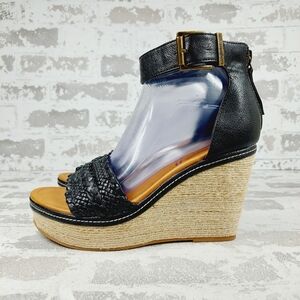 NEW Zodiac Women's Sabeen Black Ankle-Strap Espadrille Wedge Sandals E387